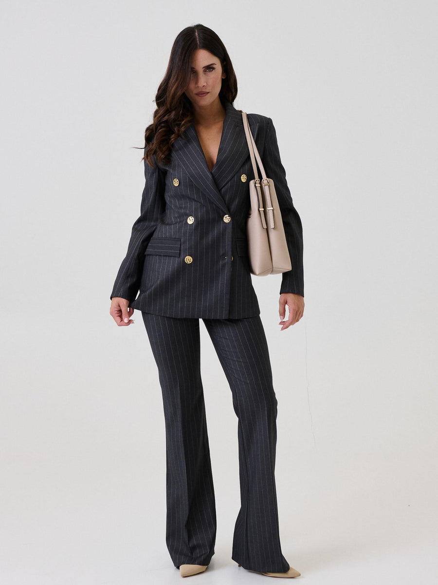 Pantalone flare Silence Limited grigio a righe NP2003G GRAPHITE Silence Limited 