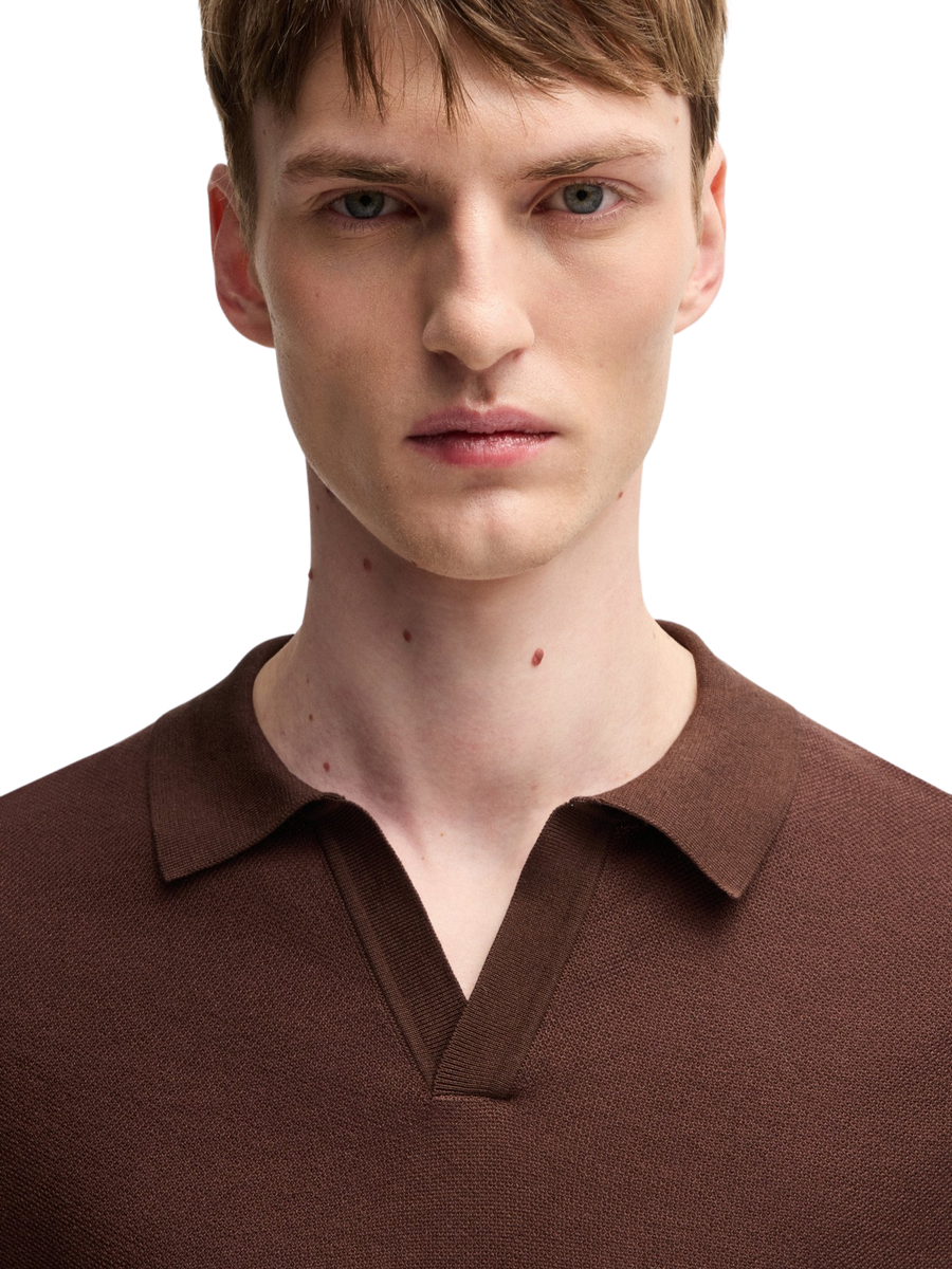 Polo Boss marrone con colletto jhonny 50537654 204 Boss 