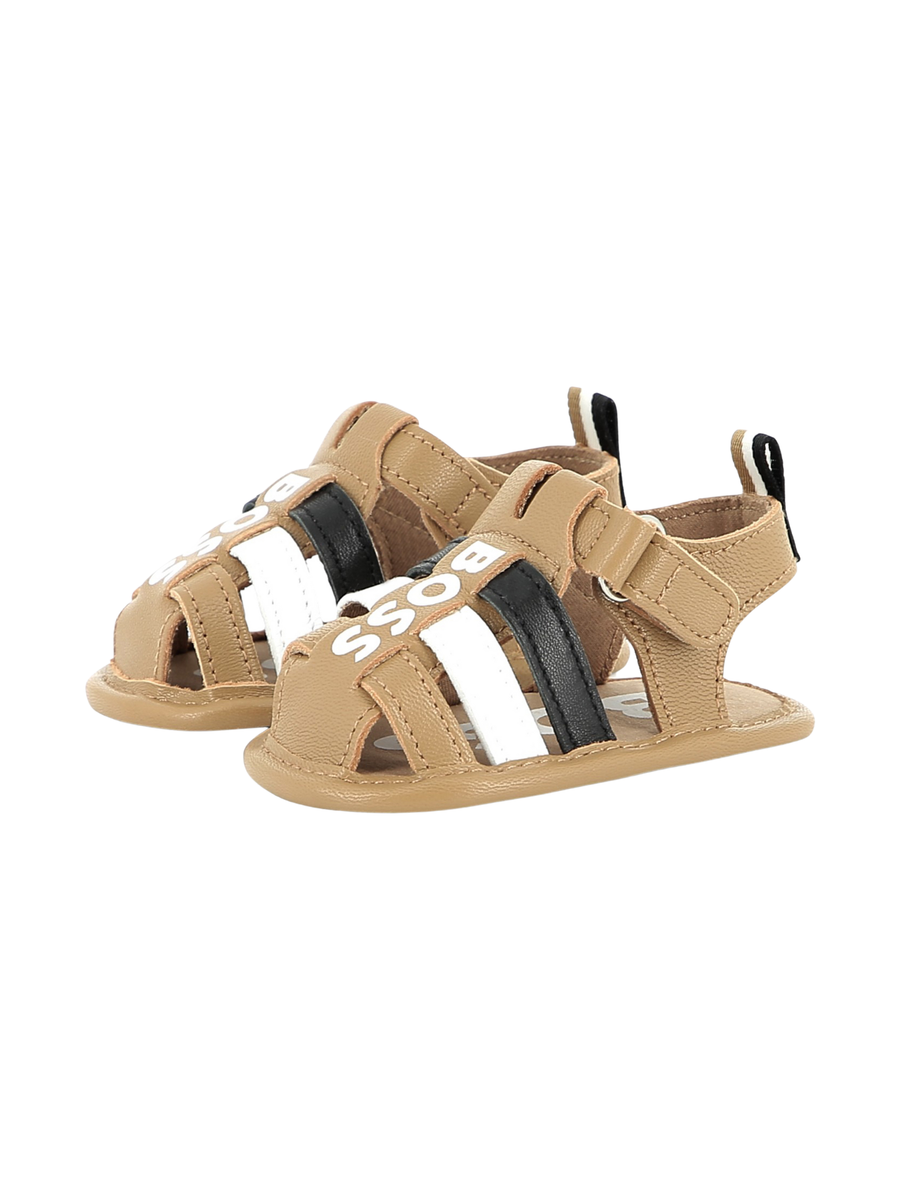 Sandali Boss in ecopelle beige con dettagli a contrasto J51668 269 Boss 
