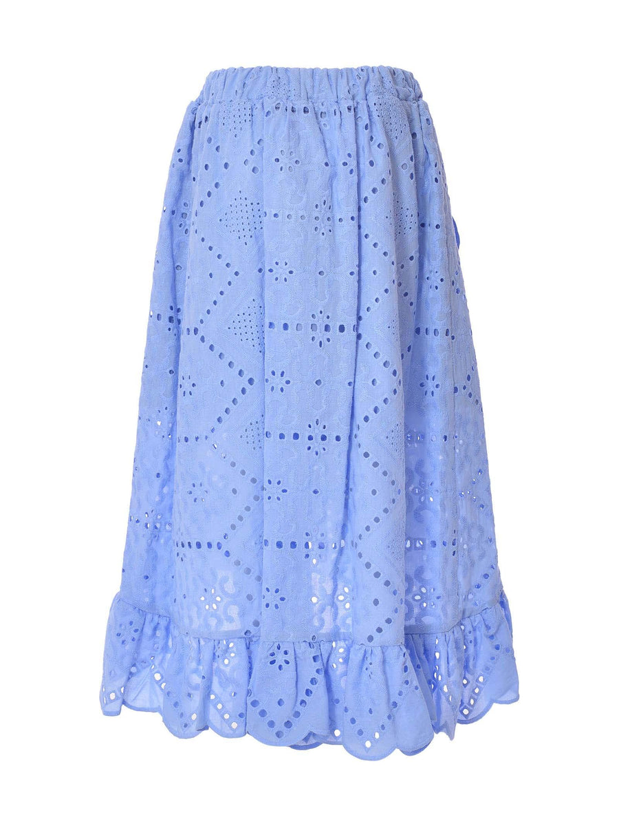 Gonna midi celeste polvere in pizzo san gallo MMBSS22G464 CEL Mariuccia Milano 