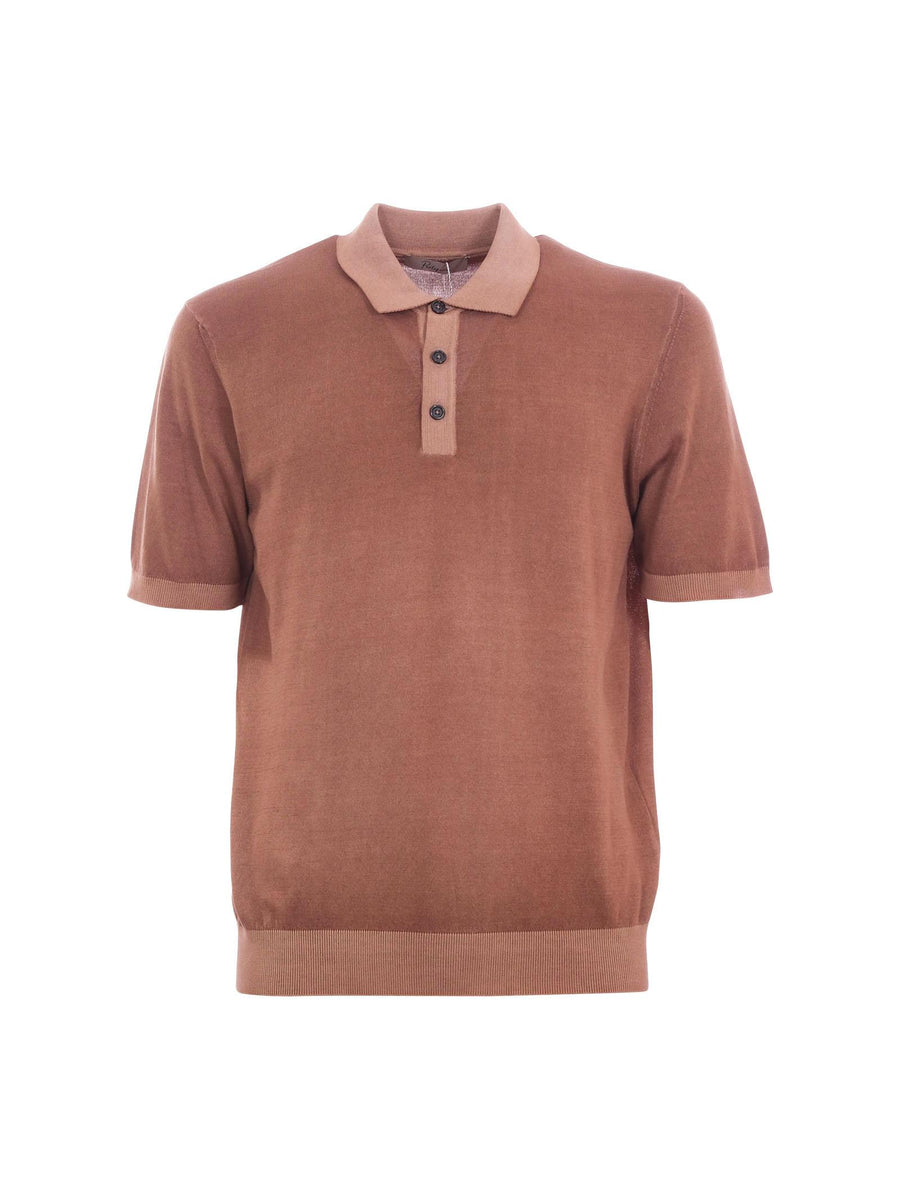 Polo Portofino marrone con colletto e bordi elasticizzati a contrasto M7302 520 Portofino 