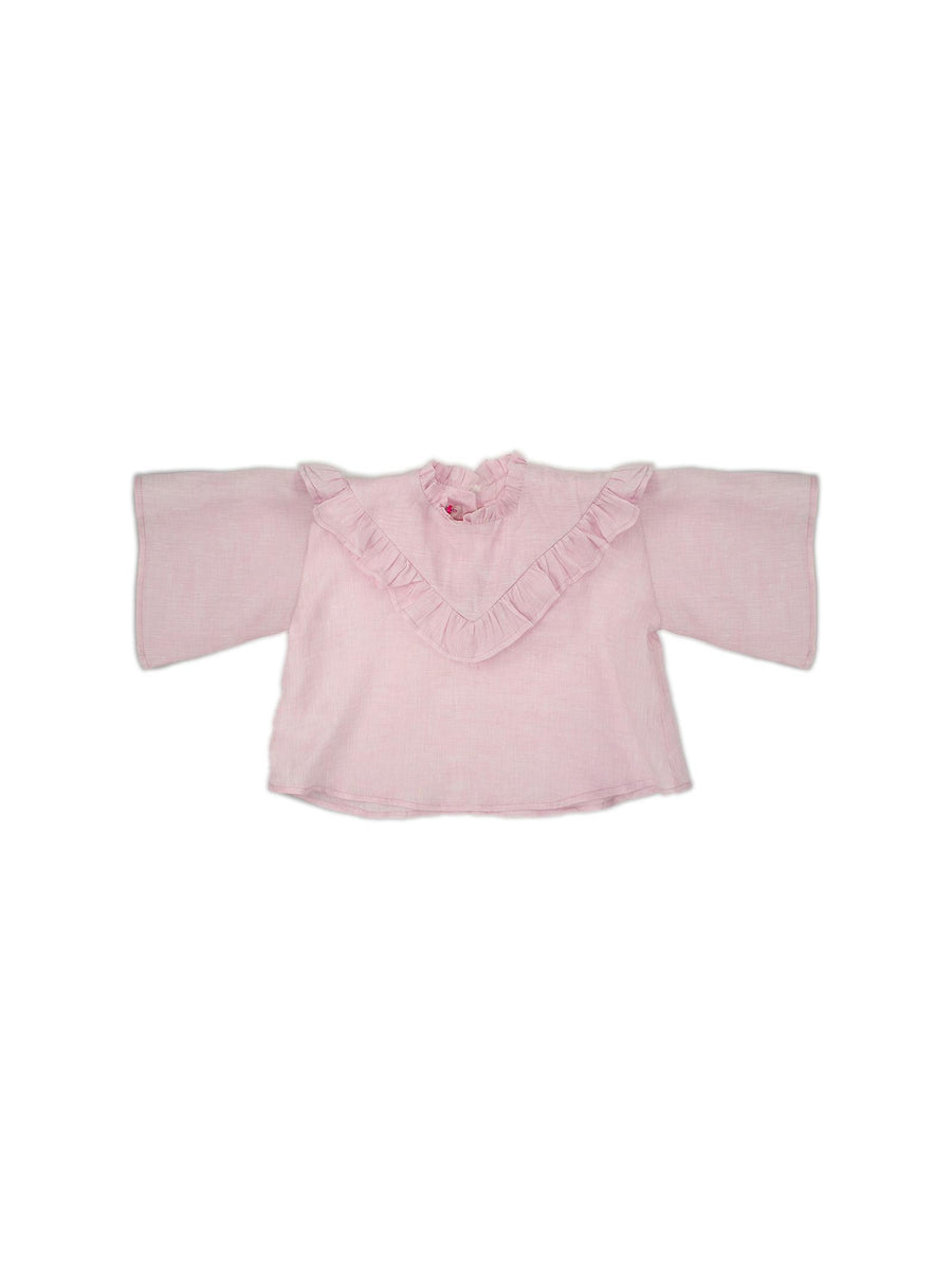 Blusa rosa con volant KS133 ROSA kaos 
