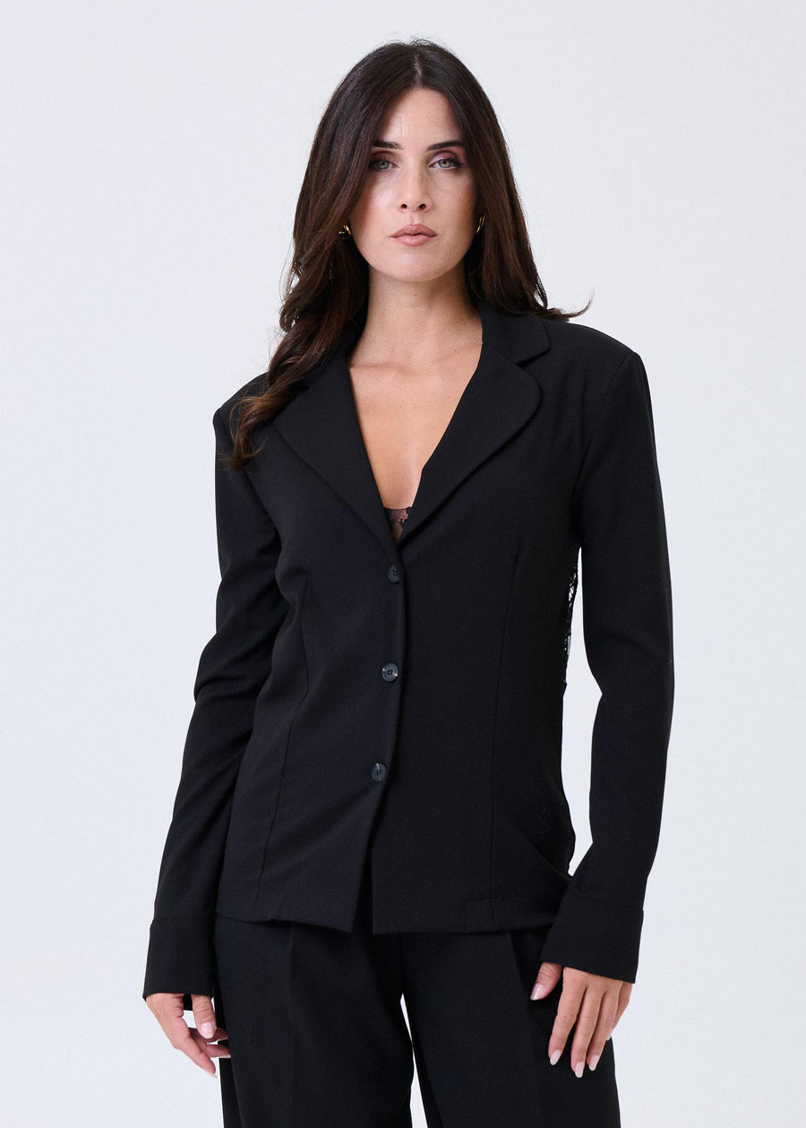 Giacca monopetto Haveone nera con schiena in pizzo JVSP036 NERO Haveone 