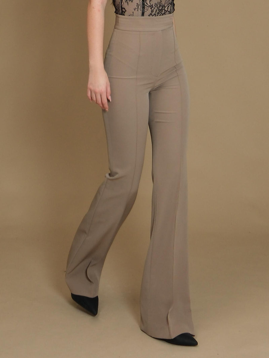 Pantalone Silence Limited taupe con righe a centro gamba PA261 TAUPE Silence Limited 