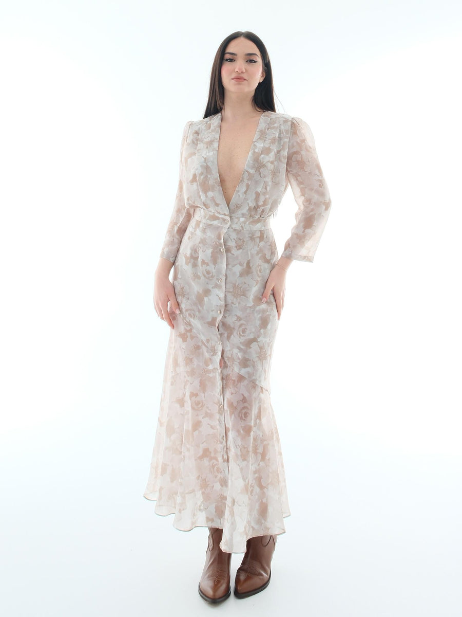 Abito "Julia" Silence Limited beige con stampa floreale AB4086 SAND Silence Limited 