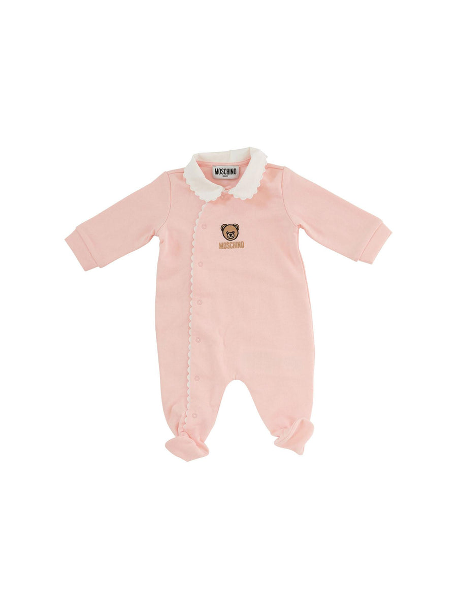 Tutina Moschino rosa con motivi ricamati bianchi MUY08N 50209 Moschino 