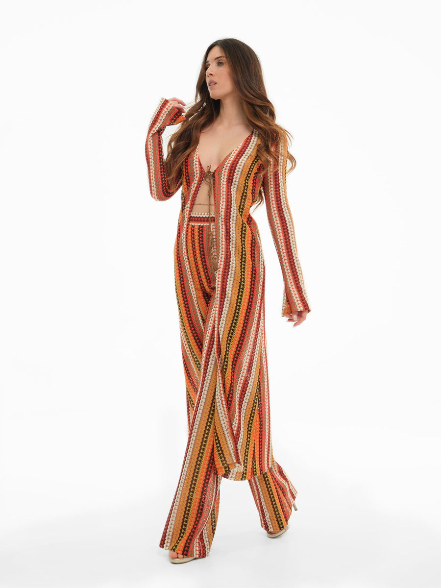 Cardigan Bohemian Vì multicolor traforato CA142 UNI Bohemian V 