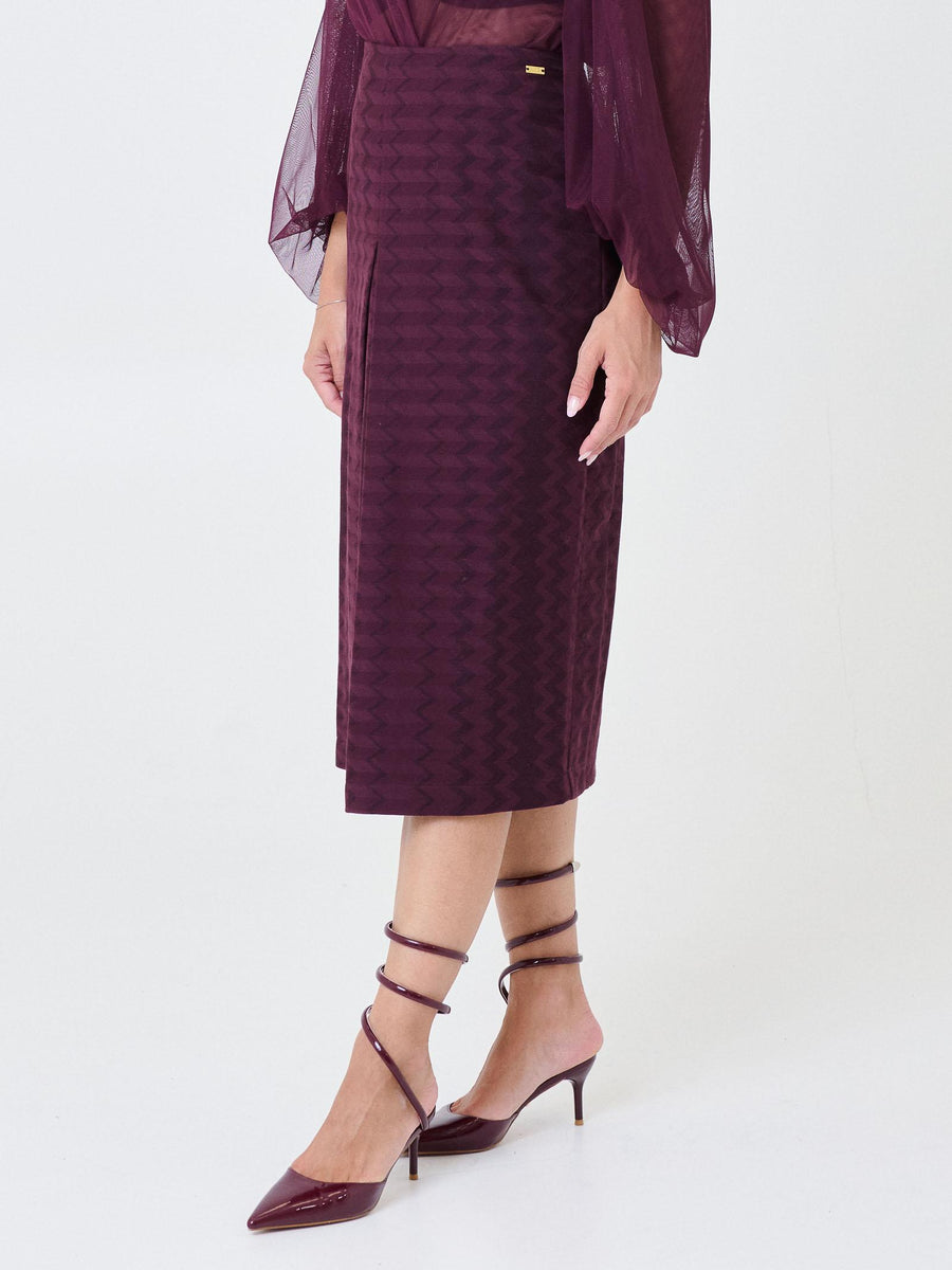 Gonna midi Pho Firenze rosso malaga con motivo a zig zag 4324173 MALAGA PHO FIRENZE 