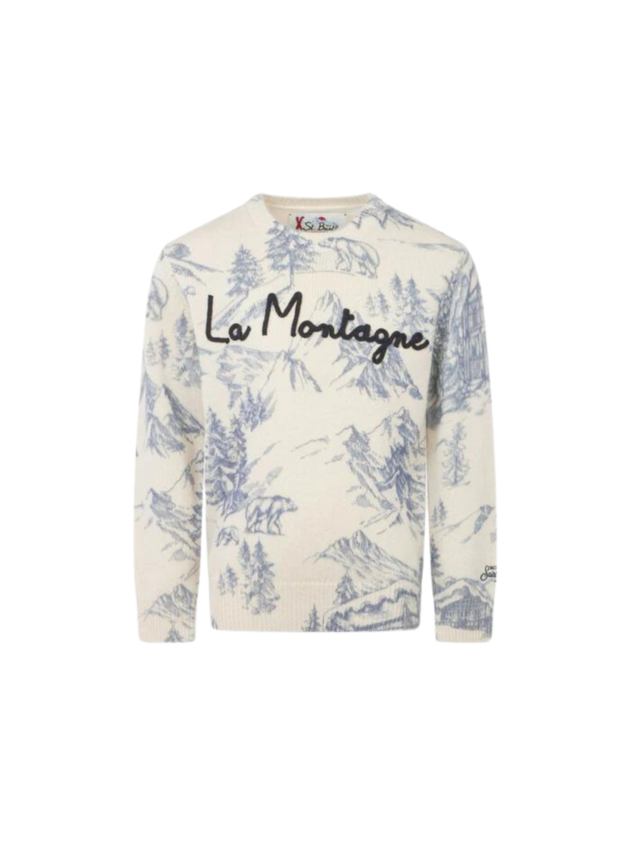 Maglione bambino La montagne panna e blu DOU0012 00266E MC2 SAINT BARTH 