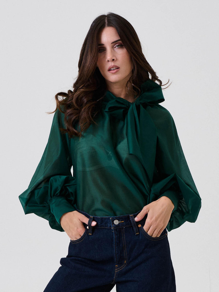 Blusa con fiocco Vicolo verde petrolio TF0488 PETROLIO Vicolo 