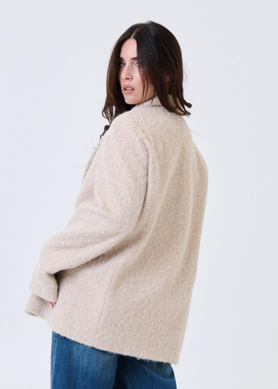 Cappotto Haveone beige in tessuto spazzolato KMIP063 BEIGE Haveone 