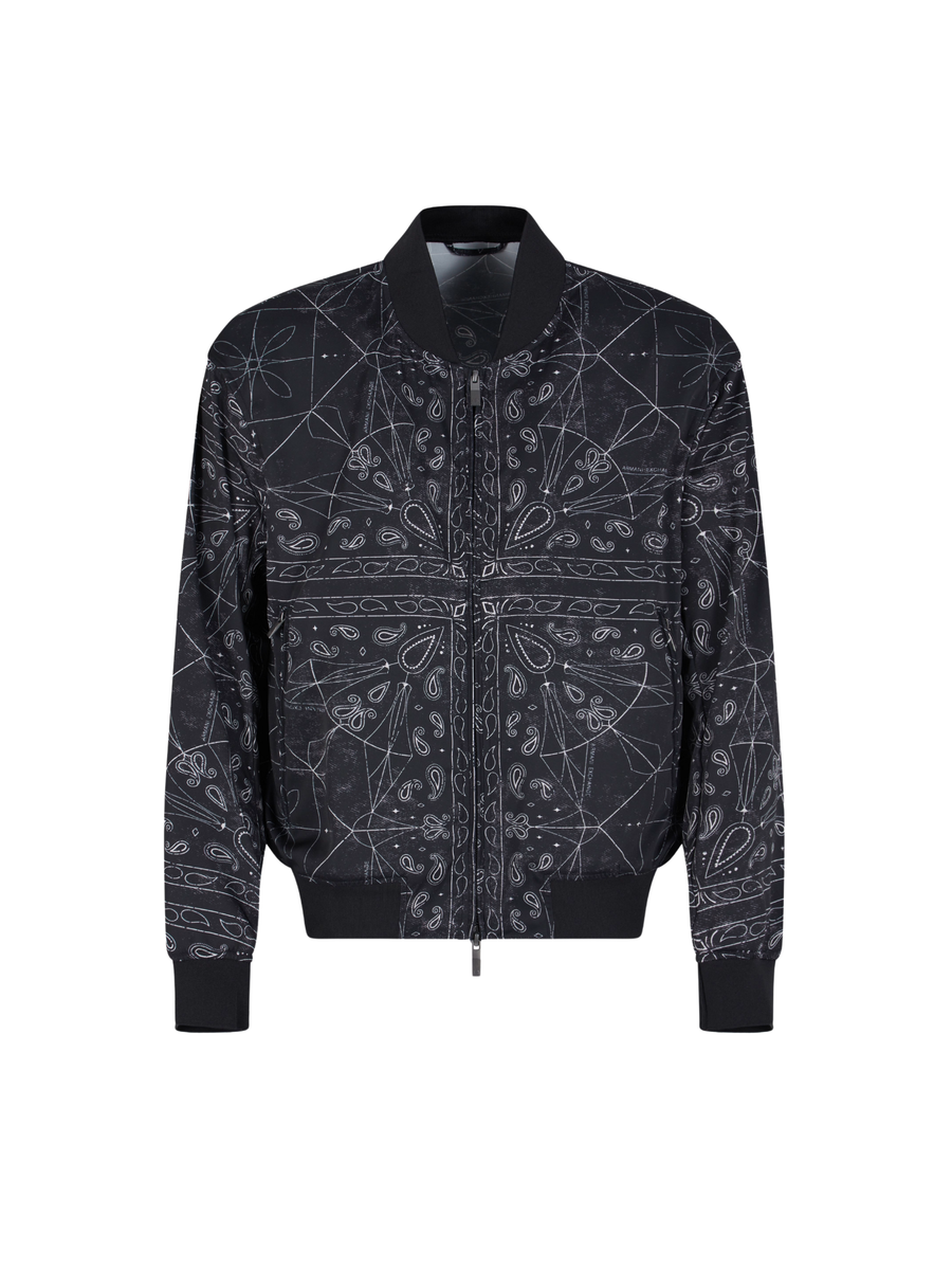 Giacca bomber Armani Exchange nero con stampa caleidscopica XM000409AF13186 FC040 Armani Exchange 