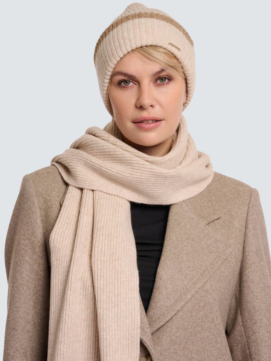 Cappello "Ingrid beanie" Rino & Pelle beige con inserti in filo lurex Ingrid.5002512 Birch melange Rino & Pelle 