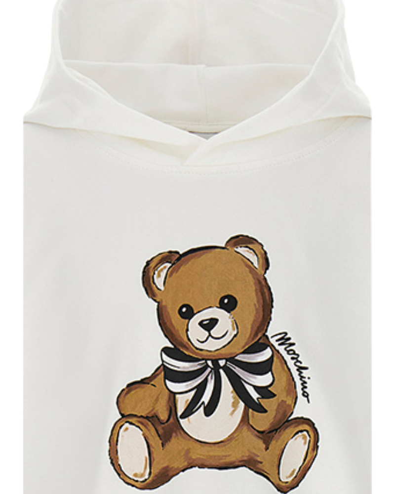 Felpa con cappuccio Moschino bianca con orsetto iconico HDF06J 10063 Moschino 
