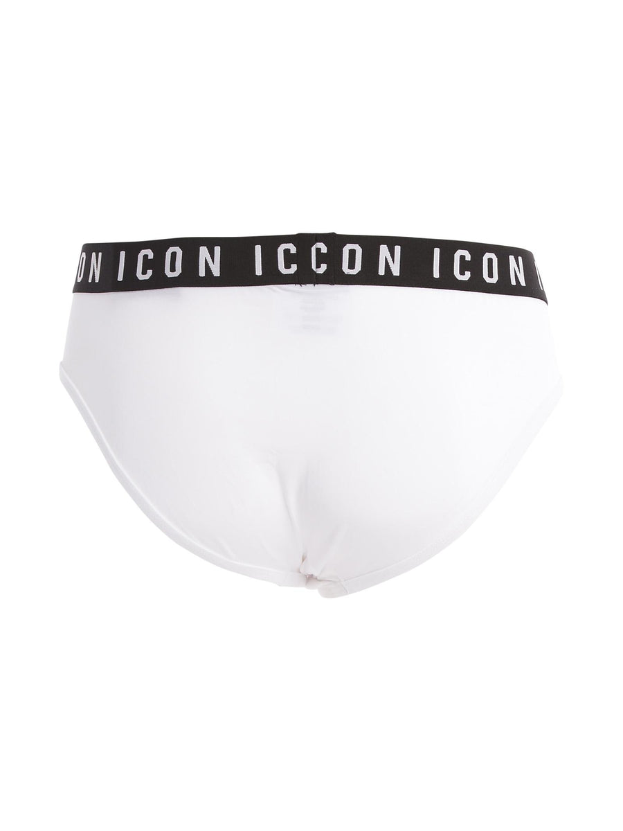 Slip bianco con vita logata Iconic D9L61385 100 Dsquared 