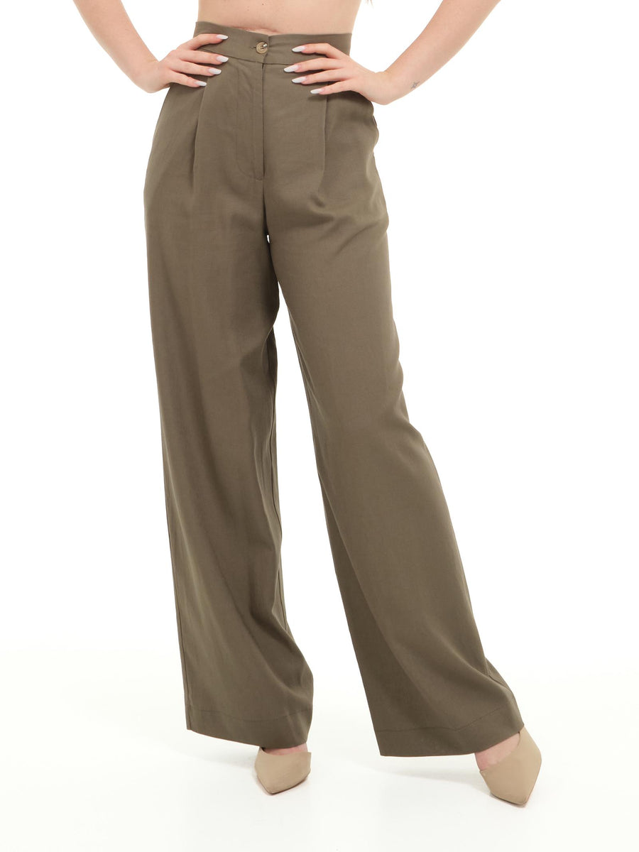 Pantaloni Armoire in misto lino verde militare PL01L MILITARE Armoire 