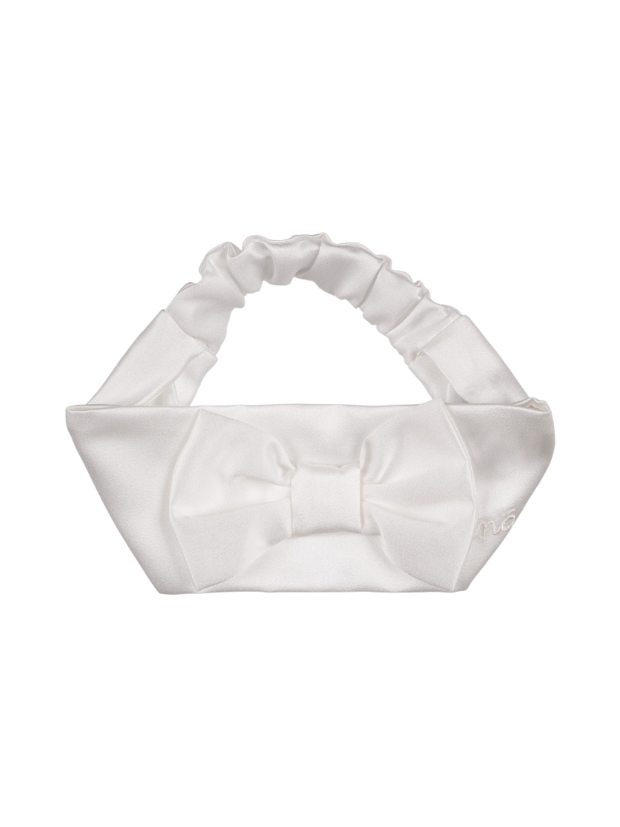 Fascia per capelli Nanan bianca con fiocco in raso E25509 B Nanan 