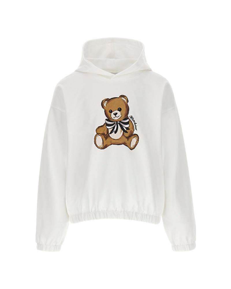 Felpa con cappuccio Moschino bianca con orsetto iconico HDF06J 10063 Moschino 