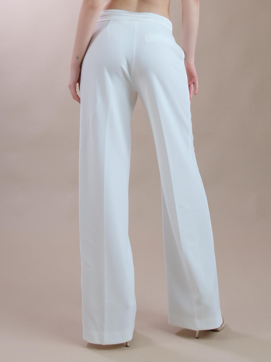 Pantaloni a palazzo bianco latte con fascia in raso P4S6HAWC LATTE Imperial 