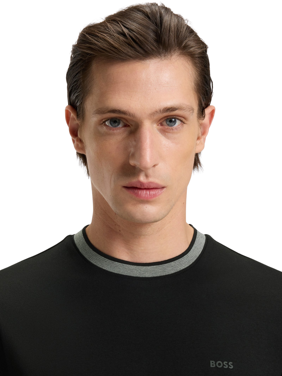 T-Shirt Boss nera con inserti grigi 50543858 100 Boss 