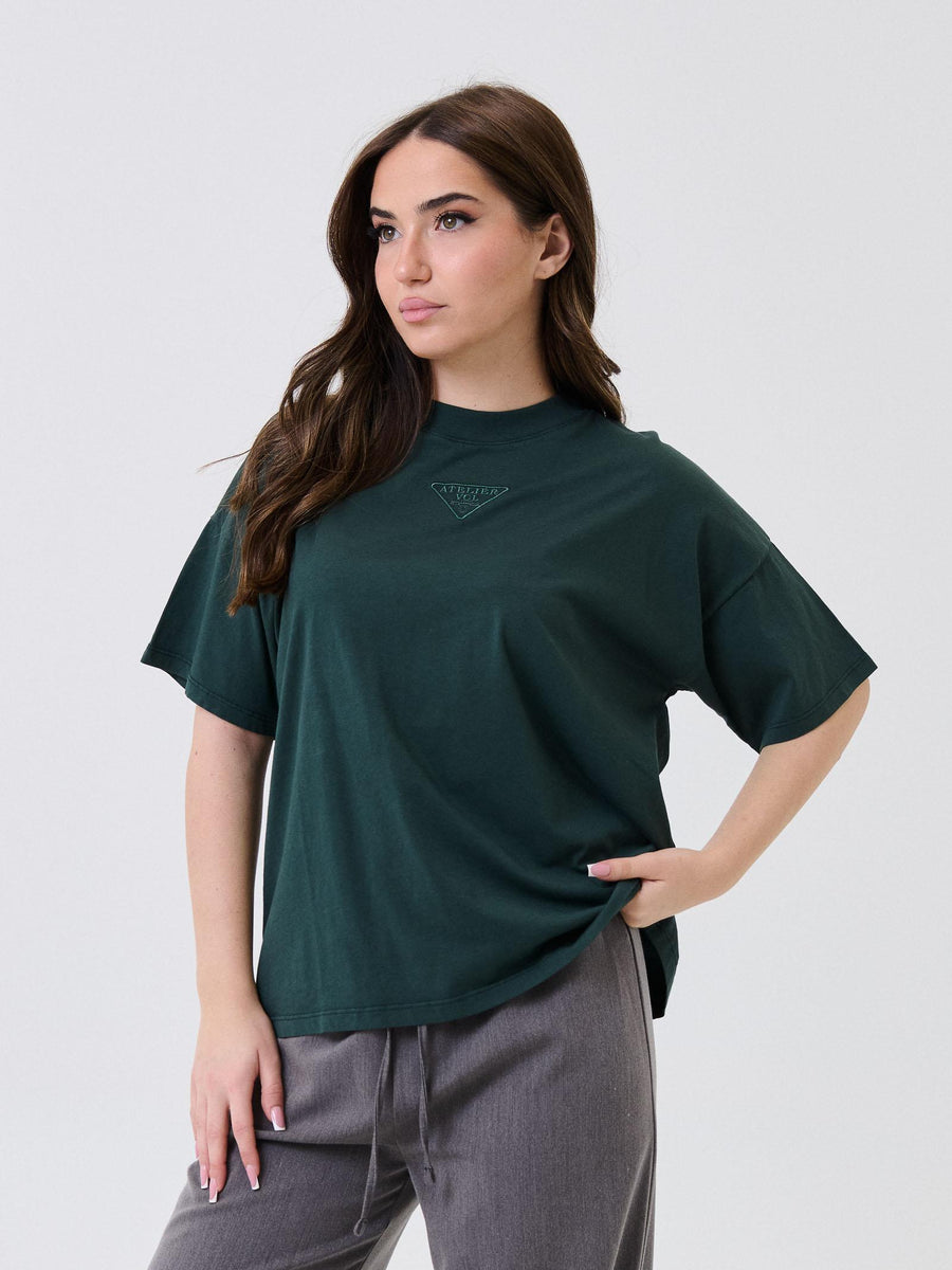 T-Shirt over Vicolo verde con ricamo "Atelier VCL" RF0120 VERDE Vicolo 