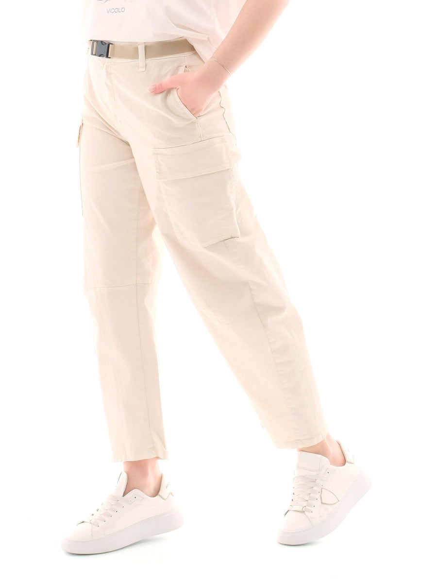Jeans cargo Please bianco con cinturino P2NHCV9PFW WHITE SWAN Please 