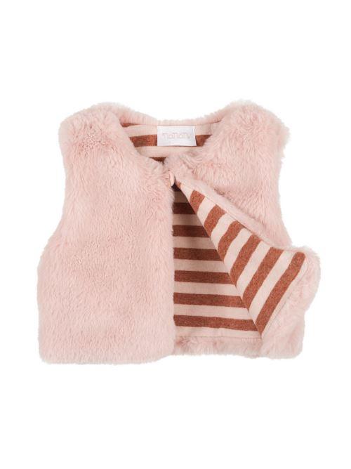 Gilet Nanan in ecopelliccia rigato rosa I24453 R Nanan 