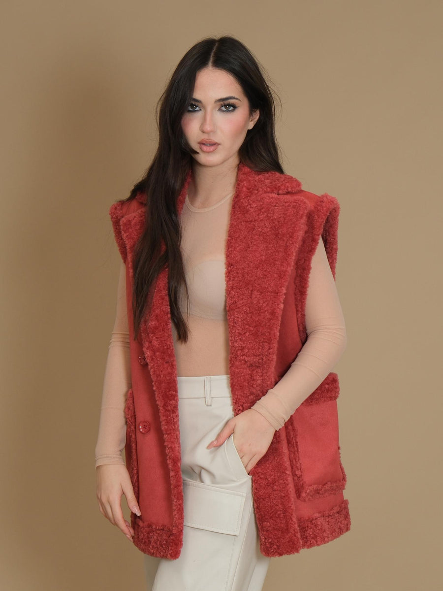 Cappotto montone smanicato Silence Limited Alaska bordeaux GILET BORDEAUX Silence Limited 