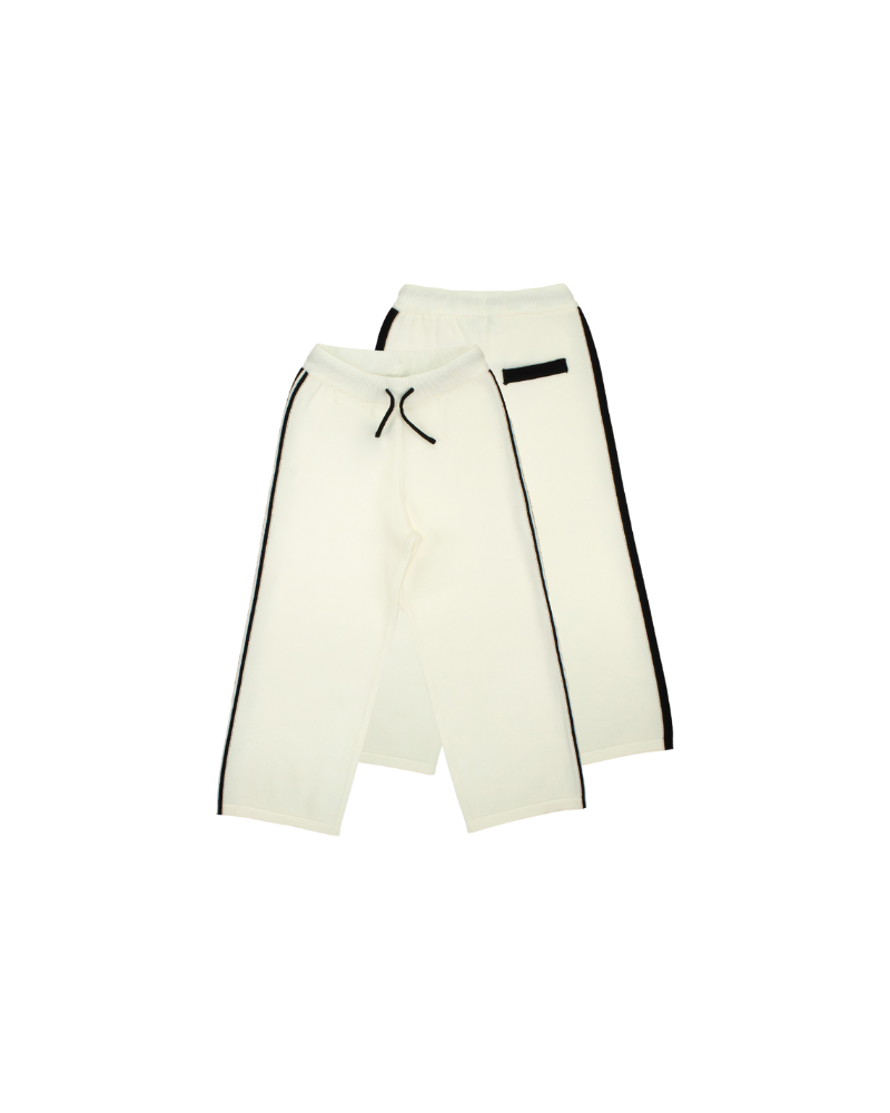 Pantalone da neonata Tobetoo bianco con bande laterali nere TN1172W25 LAT/NE Tobetoo 