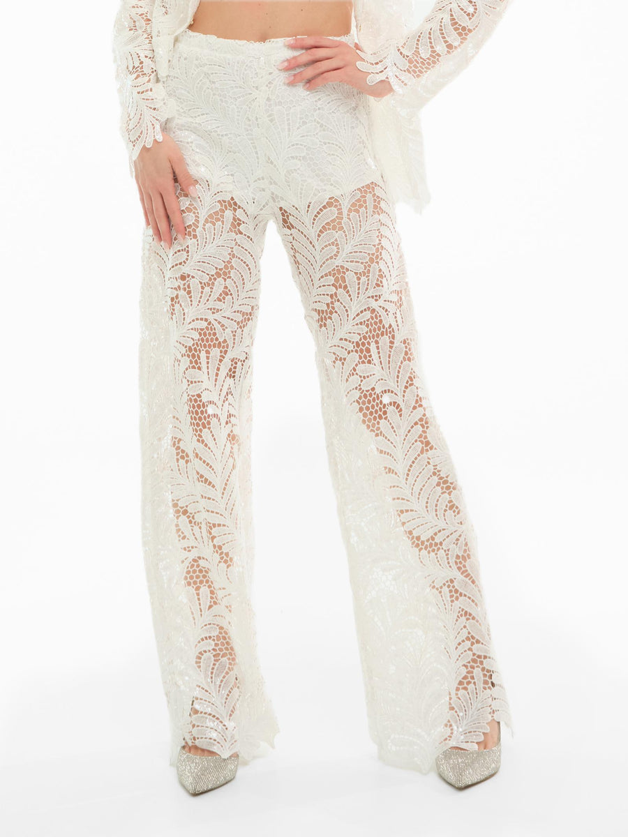 Pantalone macrame Silence Limited bianco PA271 WHITE Silence Limited 