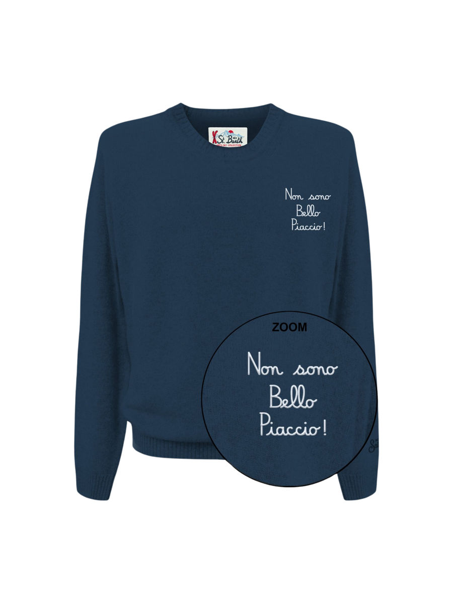 Maglione Saint Barth blu "non sono bello, piaccio!" HER0005 03340G MC2 SAINT BARTH 