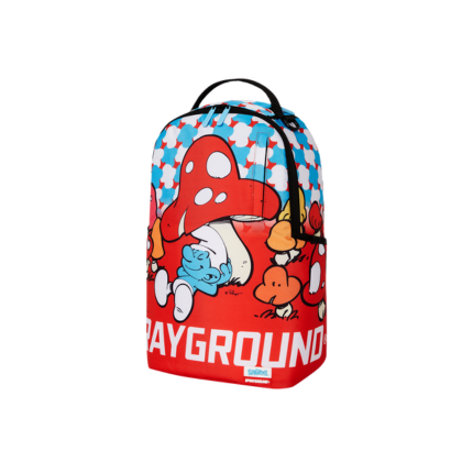 Zaino "Lazy Smurf" Sprayground rosso con stampa funghi e i puffi 910B7239 NSZ Sprayground 