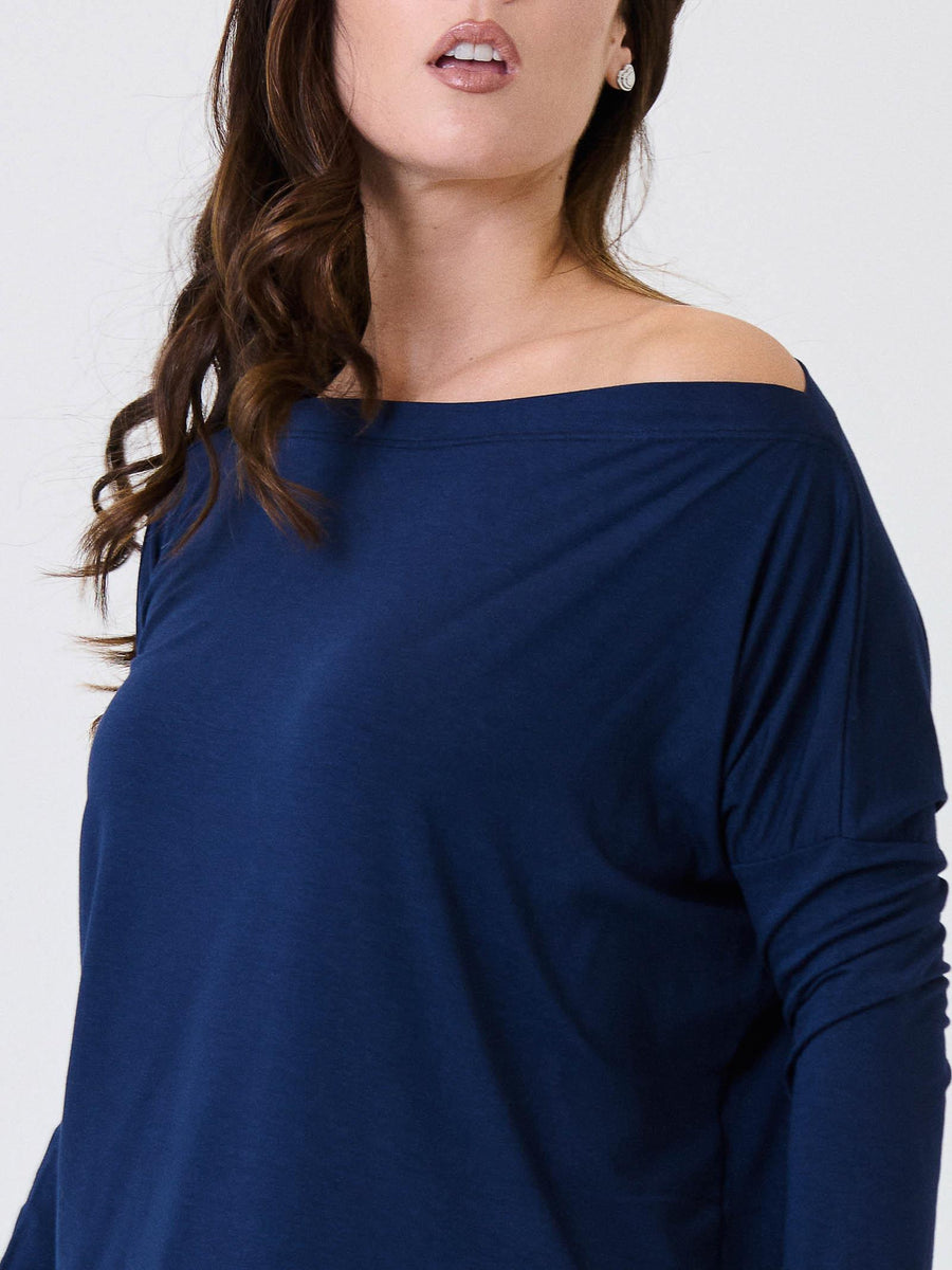 Maglia a maniche lunghe Kontatto blu con scollo a barca MR5003C BLU kontatto 