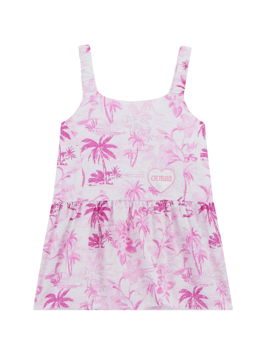 Abito Guess bianco con stampa tropicale rosa K5GH08WH6M4 P492 Guess 