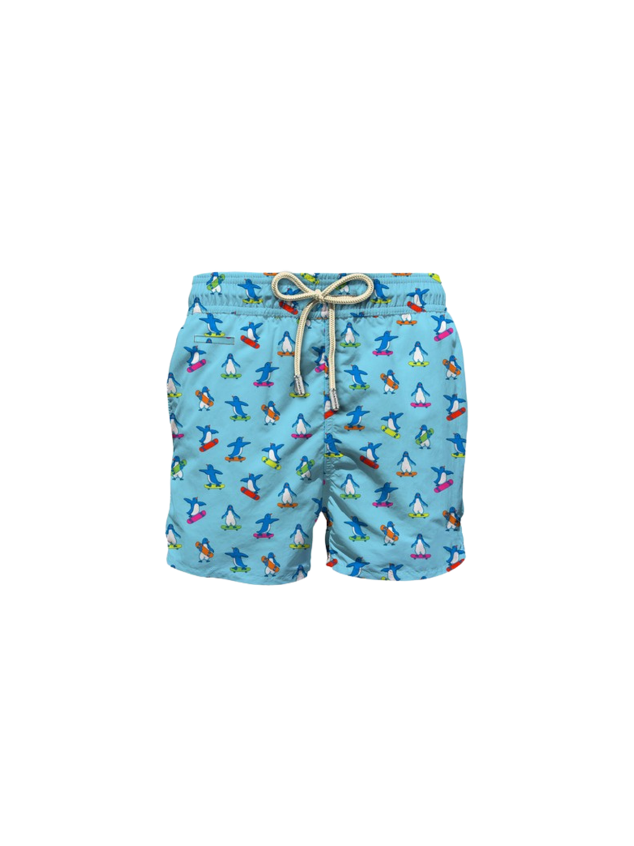 Costume "Lighting micro fantasy" Saint Barth azzurro Pinguini su skateboard LIG0003 04812H MC2 SAINT BARTH 