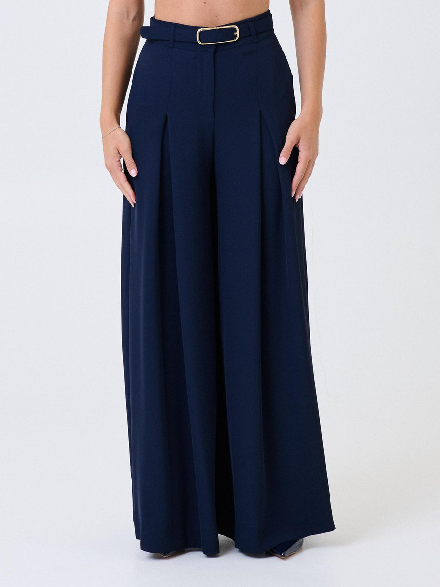 Pantalone ampio a vita alta Imperial blu con pinces e cintura PEZ3KHXC BLU Imperial 