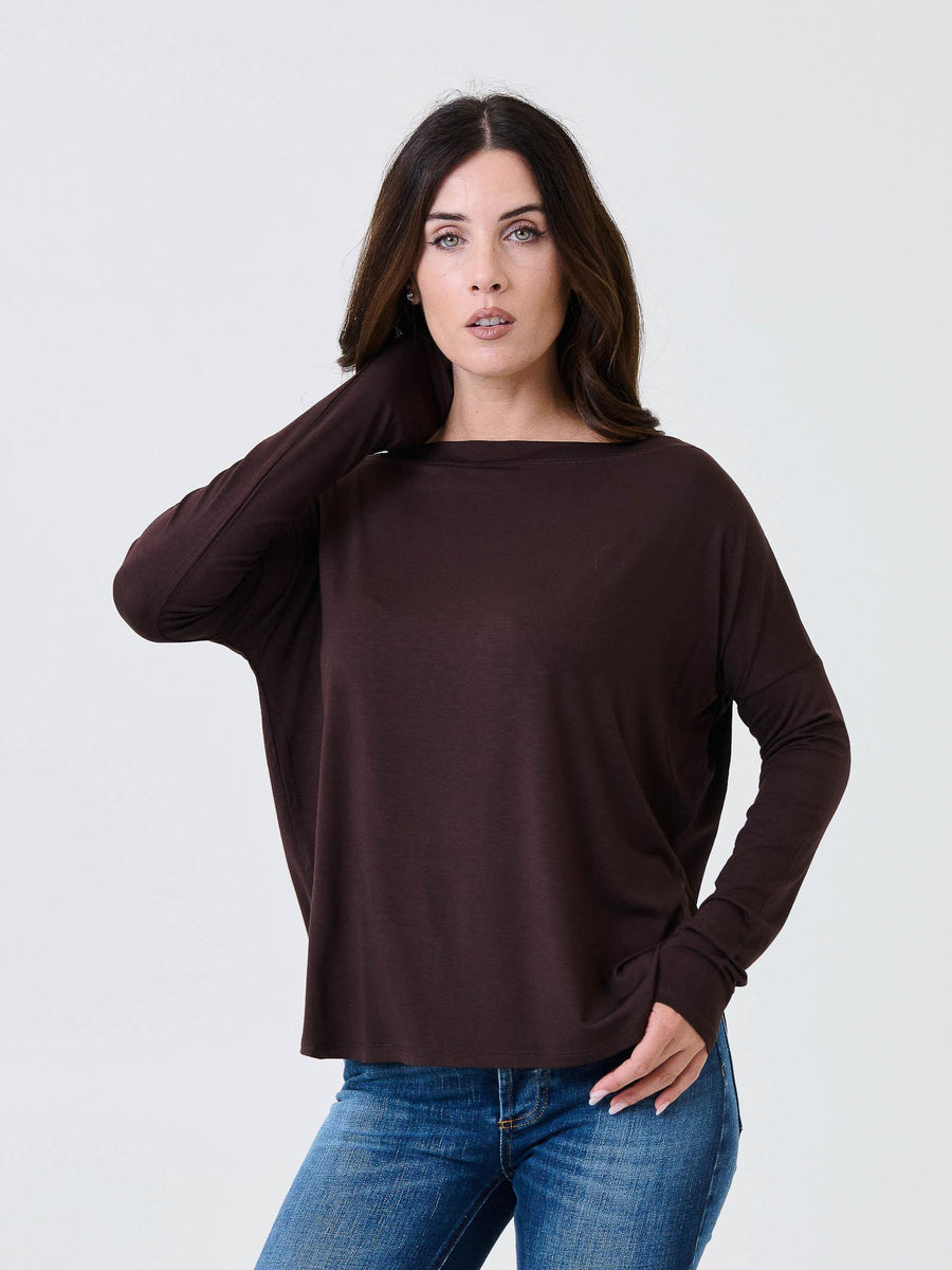 Maglia a maniche lunghe Kontatto mogano con scollo a barca MR5003C MOGANO kontatto 