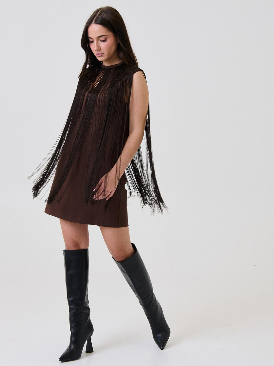 Abito con frange Vicolo moro TF0366 MORO Vicolo 