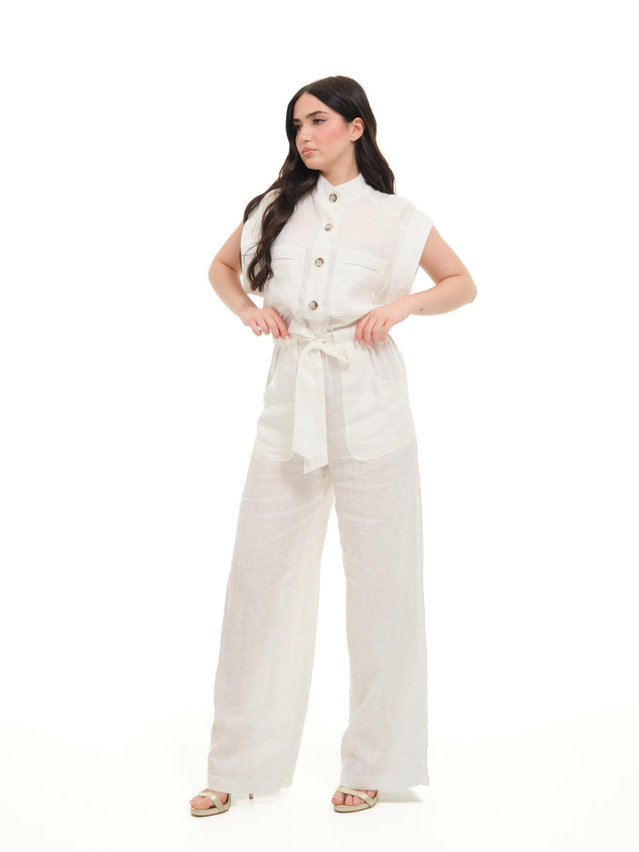 Tuta in lino Vicolo bianca TD1653 A02 Vicolo 