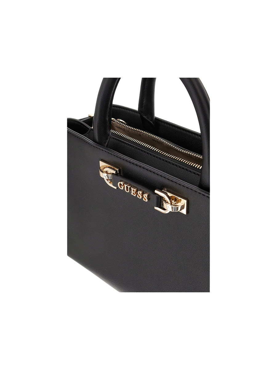 Borsa a mano Guess nera con logo in rilievo e charm pendente HWBG9644060 BLA Guess 