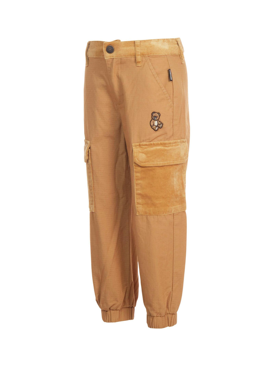 Pantalone cargo Moschino cammello con patch logo orsetto HUP08M 20351 Moschino 