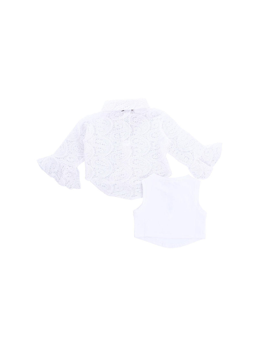 Camicia in pizzo Twinset bianca con top 251GJ2QR0 00808 Twinset 