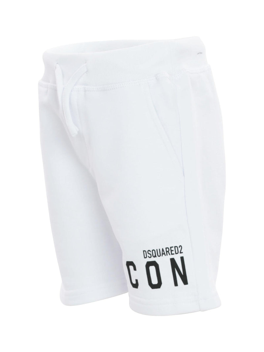 Bermuda bianchi con logo Icon nero sul fondo DQ1673 DQ100 Dsquared 