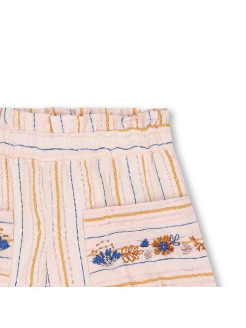 Shorts pesca con fantasia a righe e fiori ricamati Y30105 43B Carrement Beau 