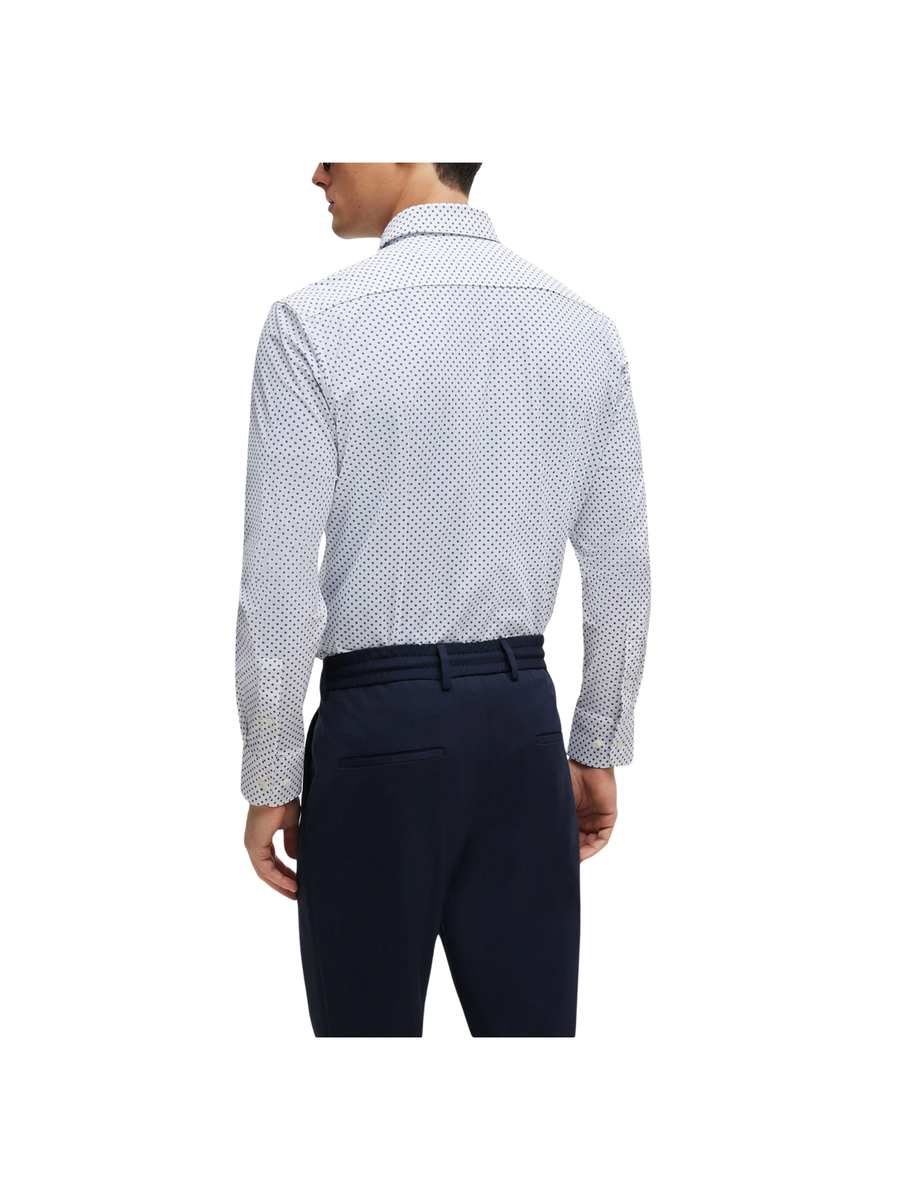 Camicia slim fit elasticizzata bianca con micro fantasia 50513421 100 Boss 