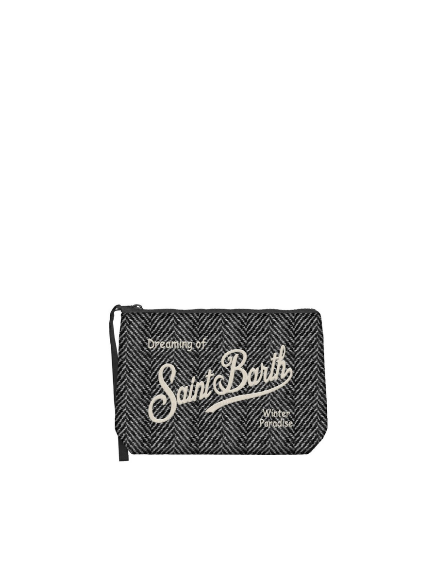 Pochette Aline "Herringbone 0015 emb" Saint Barth nera spina di pesce ALI0022 00298I MC2 SAINT BARTH 