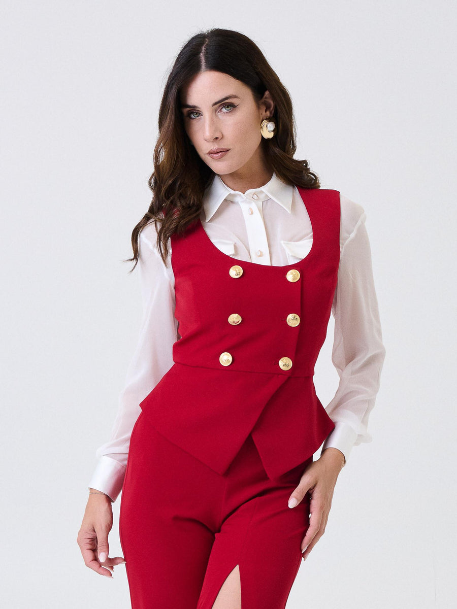 Gilet "penta" Silence Limited rosso con bottoni oro SD8002GOLD DARKRED Silence Limited 