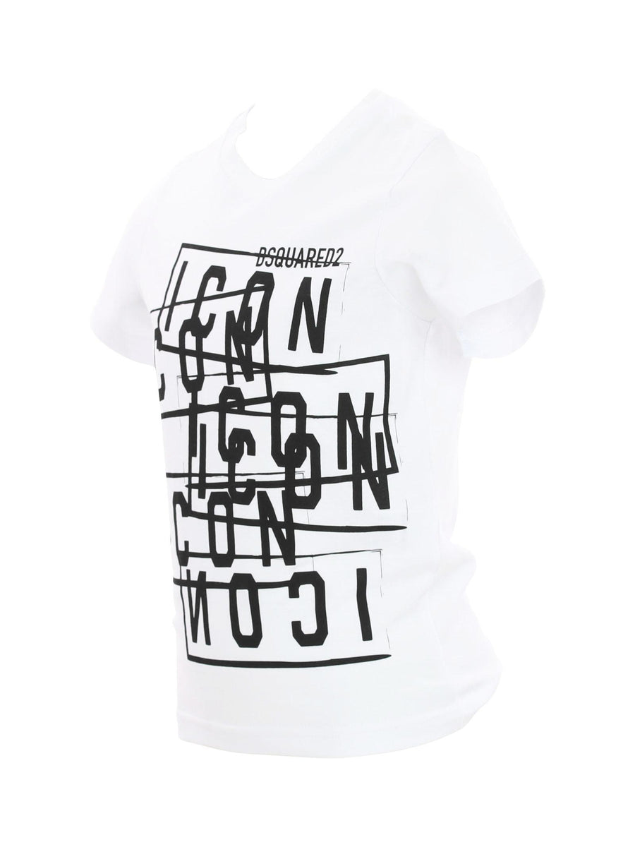 T-shirt bianca con stampa Icon nera DQ2418 DQ100 Dsquared 