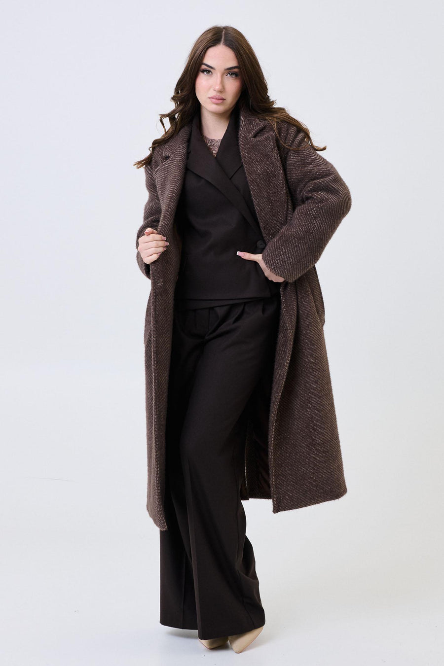 Cappotto lungo Armoire moro effetto bouclé 71358 MORO Armoire 