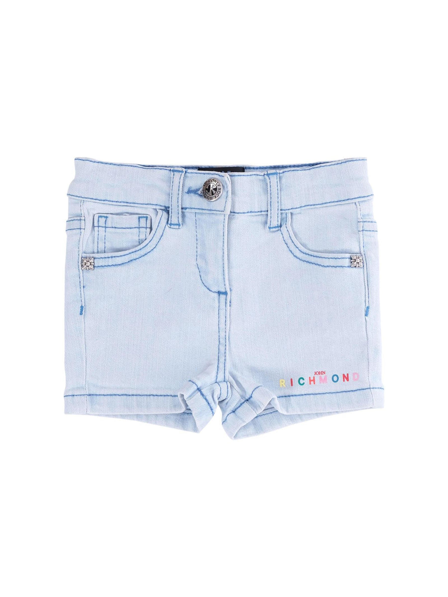 Shorts John Richmond azzurro in denim con logo multicolor RIP25031SH DENIM BLUE John Richmond 